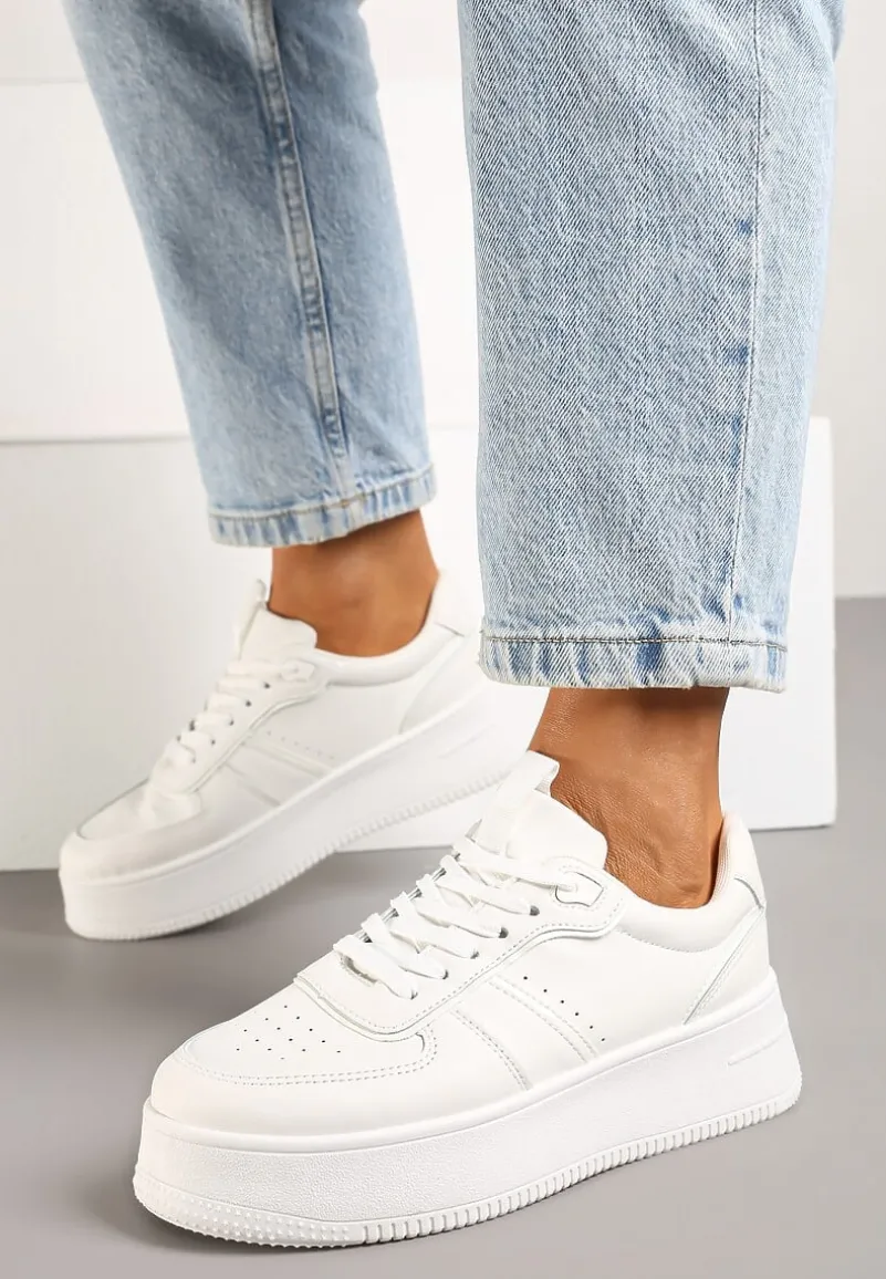 Białe Casualowe Sneakersy Vices na Niskiej Platformie Torila