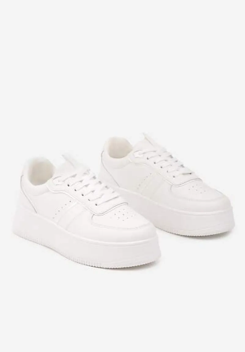 Białe Casualowe Sneakersy Vices na Niskiej Platformie Torila