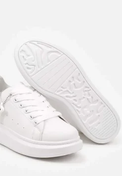 Białe Casualowe Sneakersy z Zawieszką Misiem Ulevidia