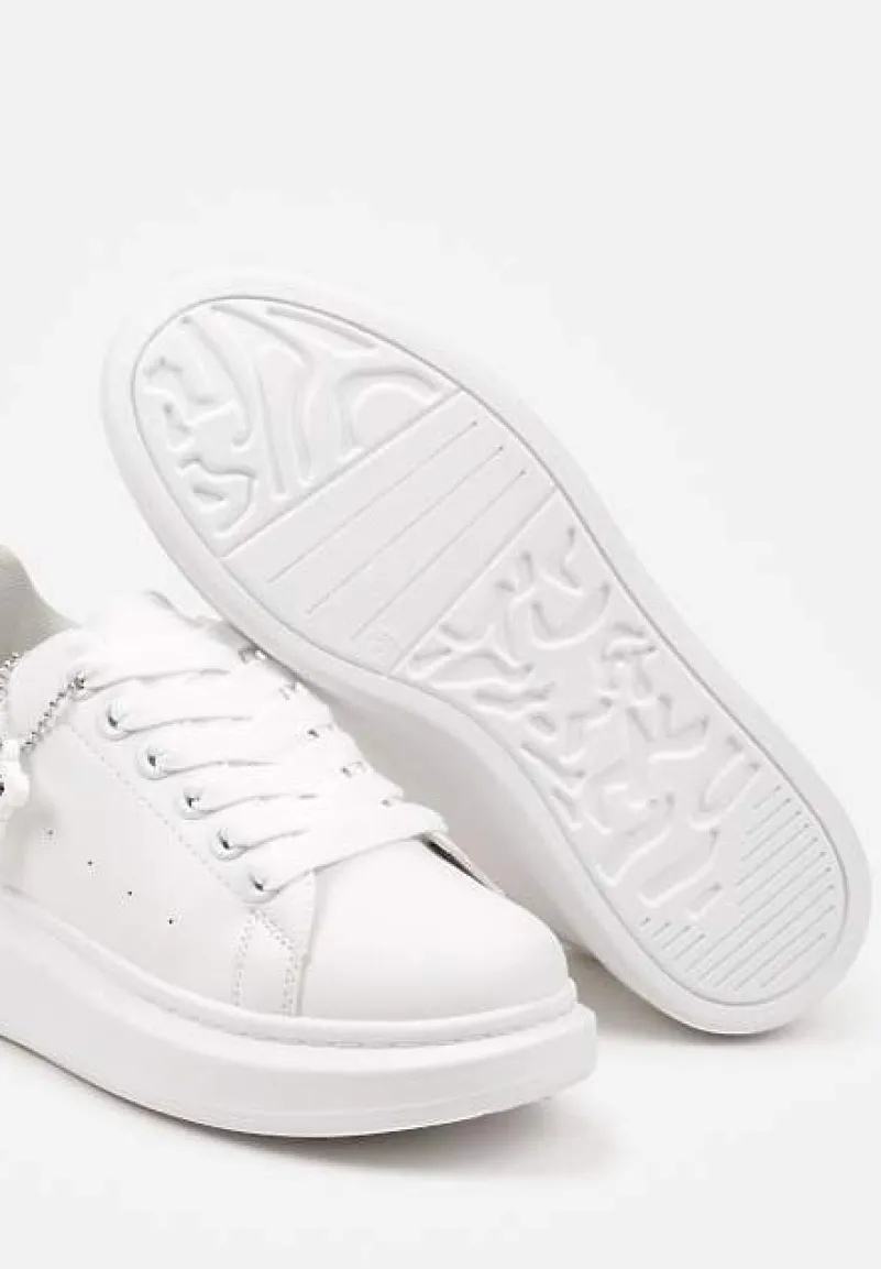 Białe Casualowe Sneakersy z Zawieszką Misiem Ulevidia