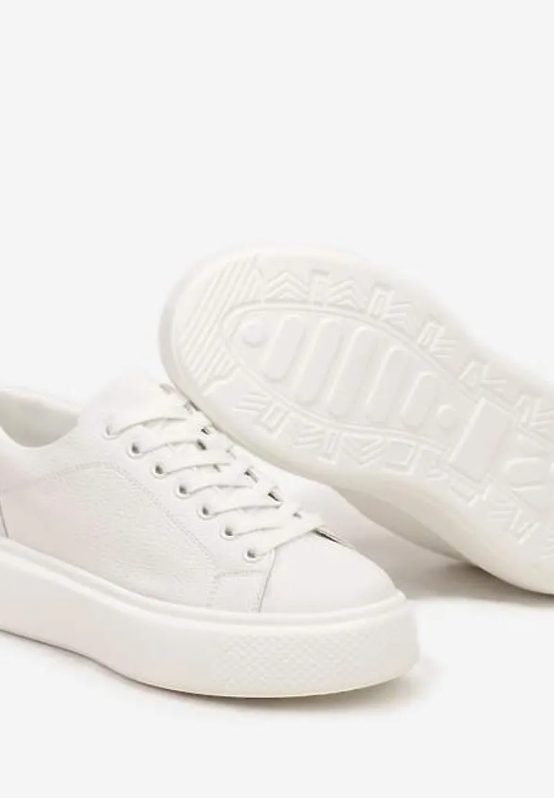 Białe Casualowe Sneakersy na Platformie ze Sznurowaniem Oterra