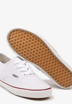 Białe Casualowe Sznurowane Tenisówki na Płaskiej Podeszwie Moanisa