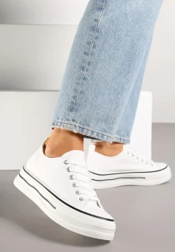 Białe Casualowe Trampki na Niskiej Platformie Natirinne