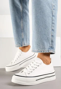 Białe Casualowe Trampki na Niskiej Platformie Natirinne