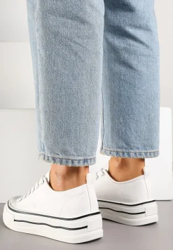 Białe Casualowe Trampki na Niskiej Platformie Natirinne