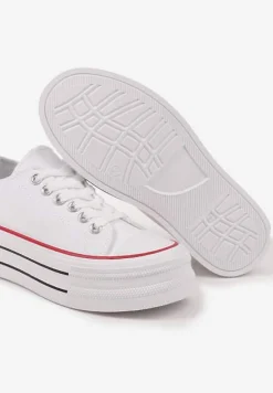 Białe Casualowe Trampki na Platformie pod Kostkę Ravamis