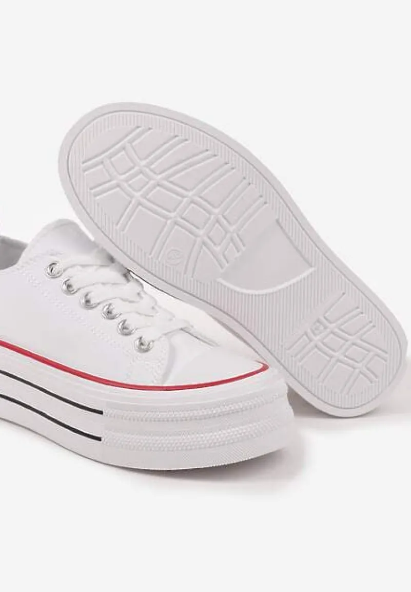 Białe Casualowe Trampki na Platformie pod Kostkę Ravamis