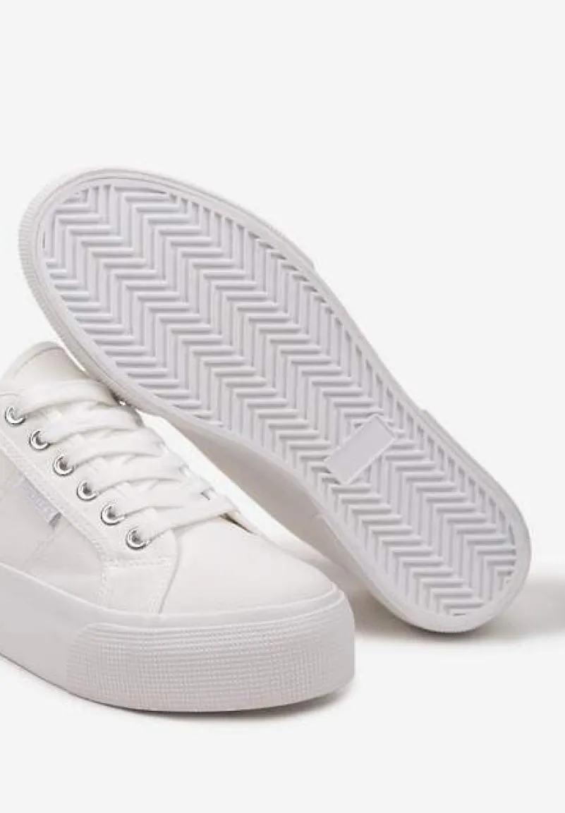 Białe Casualowe Trampki przed Kostkę na Platformie ze Sznurowaniem Reapita