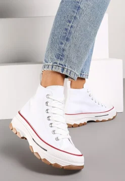 Białe Casualowe Trampki za Kostkę na Grubej Platformie Tiaelina