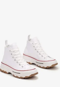 Białe Casualowe Trampki za Kostkę na Grubej Platformie Tiaelina