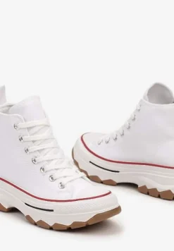 Białe Casualowe Trampki za Kostkę na Grubej Platformie Tiaelina