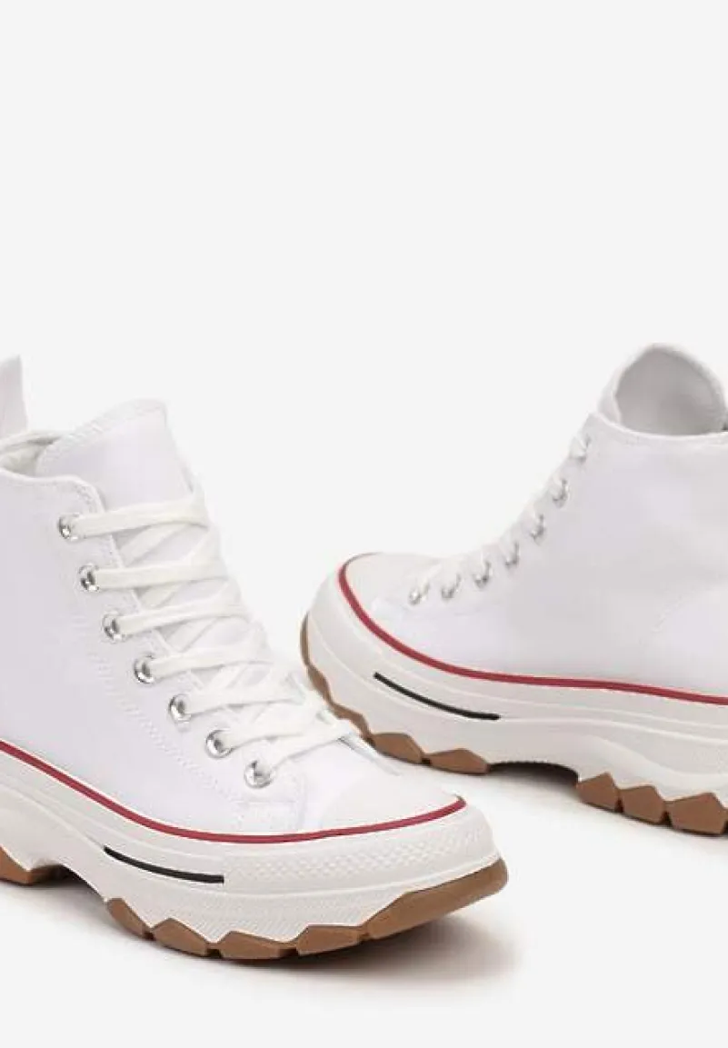 Białe Casualowe Trampki za Kostkę na Grubej Platformie Tiaelina