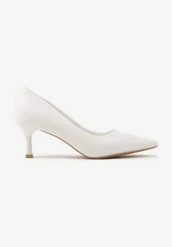 Białe Czółenka na Niskiej Szpilce ze Szpiczastym Noskiem Unita