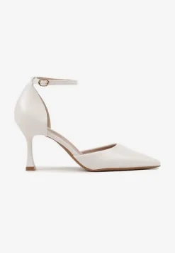 Białe Czółenka na Szpilce z Paskiem Wokół Kostki Eleantia