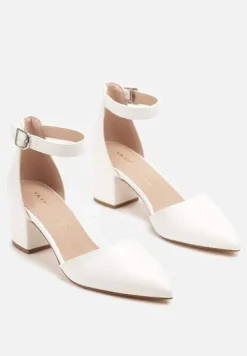 Białe Czółenka Sandały Vices na Słupku ze Skórzaną Wkładką Ozdobione Brokatem Leanelith