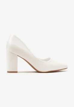 Białe Czółenka z Noskiem w Szpic na Klasycznym Słupku Shafirrte