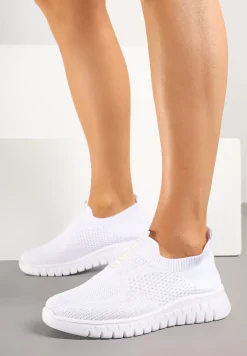 Białe Elastyczne Buty Sportowe Ozdobione Tłoczeniem Cleandra