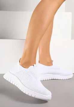 Białe Elastyczne Buty Sportowe Ozdobione Tłoczeniem Cleandra