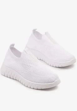 Białe Elastyczne Buty Sportowe Ozdobione Tłoczeniem Cleandra