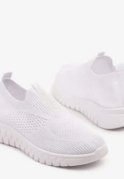 Białe Elastyczne Buty Sportowe Ozdobione Tłoczeniem Cleandra