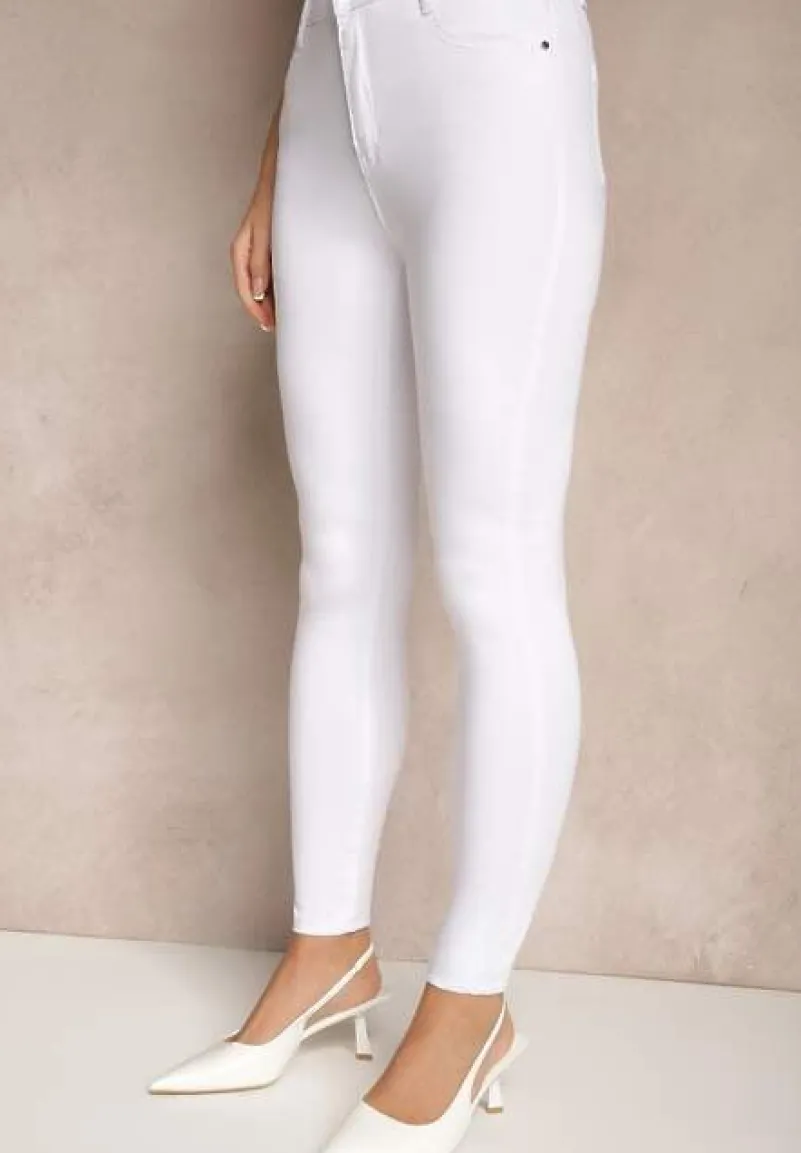 Białe Elastyczne Jeansy o Kroju Skinny High Waist Darira