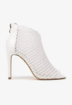 Białe Eleganckie Ażurowe Sandały Vices na Szpilce Nelithin
