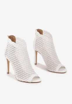 Białe Eleganckie Ażurowe Sandały Vices na Szpilce Nelithin