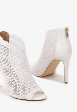 Białe Eleganckie Ażurowe Sandały Vices na Szpilce Nelithin