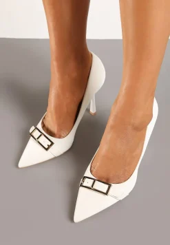 Białe Eleganckie Szpilki Ozdobione Klamrami Asilva