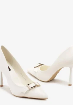 Białe Eleganckie Szpilki Ozdobione Klamrami Asilva