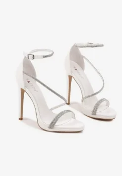 Białe Eleganckie Szpilki Sandały Zdobione Cyrkoniami Ninitila