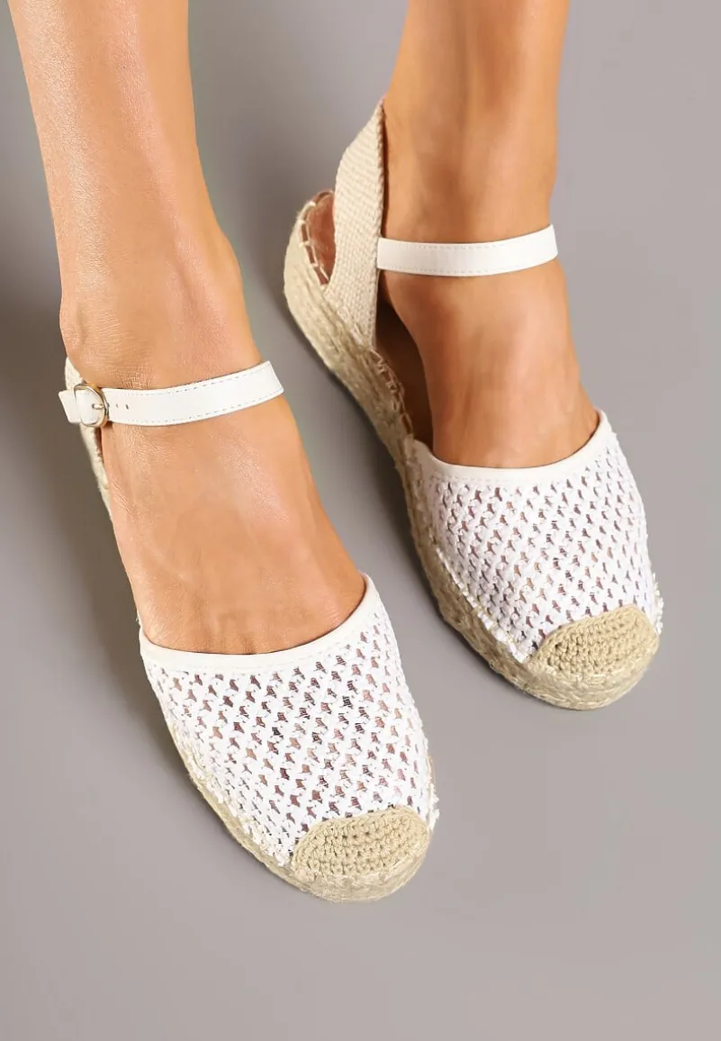 Białe Espadryle Siateczkowe na Podeszwie z Plecionki Alianara