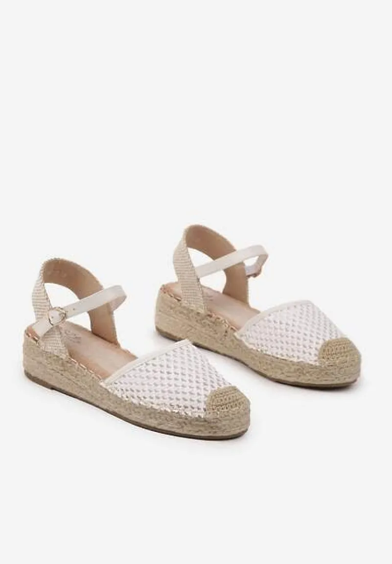Białe Espadryle Siateczkowe na Podeszwie z Plecionki Alianara