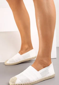 Białe Espadryle z Plecioną Cholewką przed Kostkę Mokosa