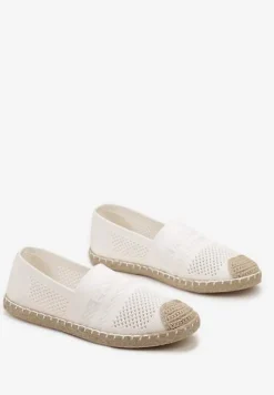 Białe Espadryle z Plecioną Cholewką przed Kostkę Mokosa