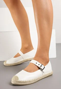 Białe Espadryle z Plecionką i Paskiem Galvesis