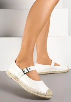 Białe Espadryle z Plecionką i Paskiem Galvesis
