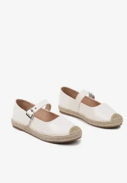 Białe Espadryle z Plecionką i Paskiem Galvesis