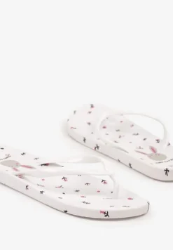 Białe Japonki Zdobione Nadrukiem na Podeszwie Pasiluna