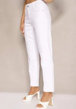 Białe Jeansy Mom Fit High Waist Kasena