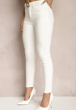 Białe Jeansy o Dopasowanym Fasonie Skinny Vlegge