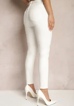 Białe Jeansy o Dopasowanym Fasonie Skinny Vlegge