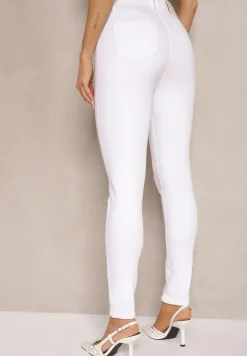 Białe Jeansy Skinny z Bawełną i Wiskozą High Waist Turesa