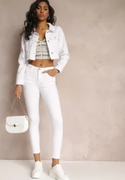 Białe Jeansy Skinny z Efektem Push Up Karinali