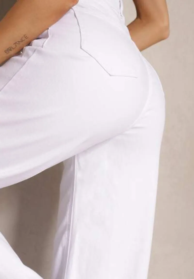 Białe Jeansy Szerokie Phririope