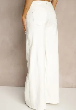 Białe Jeansy z Bawełny o Szerokim Kroju High Waist z Haftami Florsedi