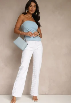 Białe Jeansy z Bawełny Ozdobione Aplikacjami 3D Tilalisse