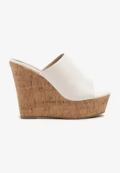 Białe Klapki na Platformie i Koturnie Glesana