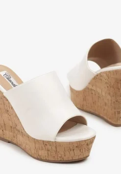 Białe Klapki na Platformie i Koturnie Glesana