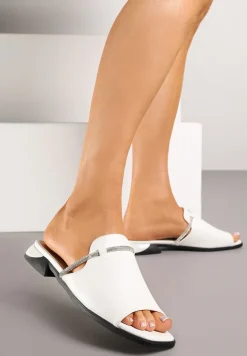 Białe Klapki Vices z Cyrkoniami Tilindrea